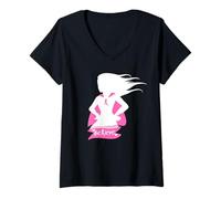 Femme Croyance Super Hero de Sensibilisation au Cancer du Sein T-Shirt avec Col en V