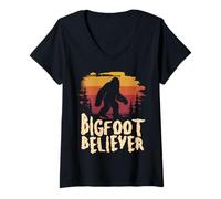 Femme Croyant Bigfoot T-Shirt avec Col en V