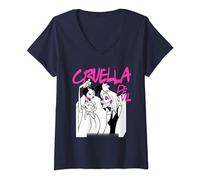 Femme Cruella De Vil Collared T-Shirt avec Col en V