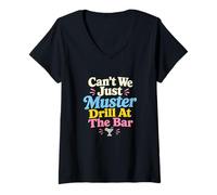Femme Cruise Muster Drill Bar Vacation Humour T-Shirt avec Col en V