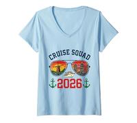Femme Cruise Squad Holland Voyage de Vacances 2026 T-Shirt avec Col en V