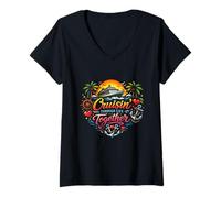 Femme Cruisin' Through Life Together Romantic Tropical Honeymoon T-Shirt avec Col en V