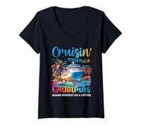 Femme Cruisin Together Bahamas 2026 Matching Family Cruise Party T-Shirt avec Col en V