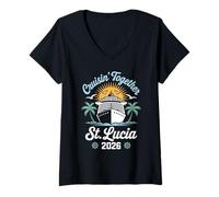 Femme Cruisin Together Sainte-Lucie Funny Couples Cruise 2026 T-Shirt avec Col en V