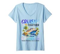 Femme Cruisin Together Souvenirs de Vacances dans Les Caraïbes T-Shirt avec Col en V