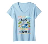 Femme Cruising Together Cozumel 2026 Souvenirs de croisière T-Shirt avec Col en V