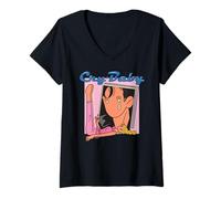 Femme Cry Baby Retro Comic Tears Romance Esthétique T-Shirt avec Col en V