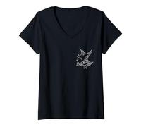 Femme Cry Baby Tattoo Esthétique Crybaby Bird T-Shirt avec Col en V