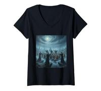Femme Cryptic Orchestra The Skeleton Dance Vintage Symphony Rétro T-Shirt avec Col en V