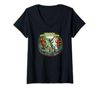 Femme Cryptid Party a lancé Funny Bigfoot Nessie Mothman Yeti T-Shirt avec Col en V