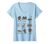 Femme Cryptids Chart Cryptid Folklore Créatures mythiques T-Shirt avec Col en V