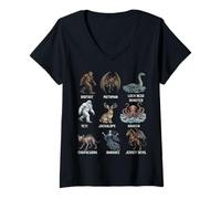 Femme Cryptids Chart Cryptid Folklore Créatures mythiques T-Shirt avec Col en V