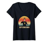 Femme Crypto Bro Meme Bullish Gains Vibes Achetez le dip Life Bitcoin T-Shirt avec Col en V