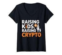 Femme Crypto Mom Trader Crypto-Monnaie Blockchain Day Trading T-Shirt avec Col en V
