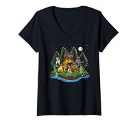 Femme Cryptozoologie Créatures Cryptides Monstres Bigfoot Mothman T-Shirt avec Col en V