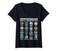 Femme Cryptozoologie Cryptides et créatures légendaires Folklore T-Shirt avec Col en V