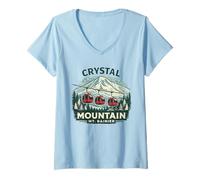 Femme Crystal Mountain MT. Rainier Télécabine rétro T-Shirt avec Col en V