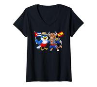 Femme Cuba Drapeau de l'Espagne Fier héritage Espagnol cubaine T-Shirt avec Col en V