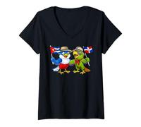 Femme Cuba République Dominicaine Drapeau Fier héritage cubain T-Shirt avec Col en V