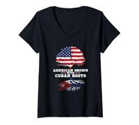 Femme Cuba Roots American Grown Cuban Roots Republic of Cuba T-Shirt avec Col en V
