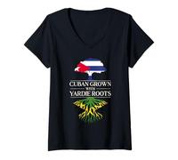 Femme Cubain cultivé avec des Racines de Yardie Cuba Jamaïque Cuba Jamaïque T-Shirt avec Col en V