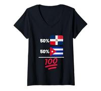 Femme Cuban Plus Drapeau dominicain Heritage T-Shirt avec Col en V