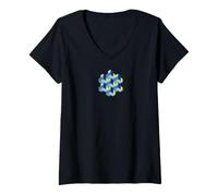 Femme Cube mathématiques 3D Magie Nerd Illusion T-Shirt avec Col en V
