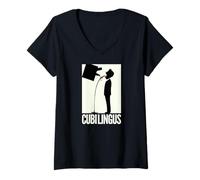 Femme Cubi Lingus Humour Vin Apéro Cunnilingus Alcool Drôle Sexe T-Shirt avec Col en V