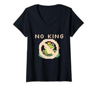 Femme Cue Frog Pixel for America Political Protest Design No King T-Shirt avec Col en V