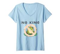 Femme Cue Frog Pixel for America Political Protest Design No King T-Shirt avec Col en V