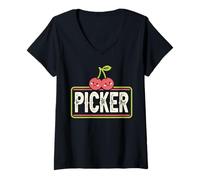 Femme Cueillette de cerises et cerises T-Shirt avec Col en V