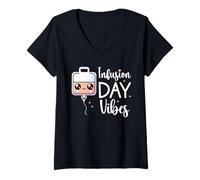 Femme Cuillère de Jour pour Perfusion IV Thérapie des Maladies chroniques SP Sclérose T-Shirt avec Col en V