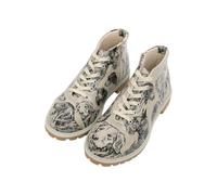 Femme Cuir Vegan Beige Bottines - The Life Of Dogs Motif