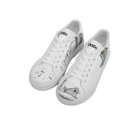 Femme Cuir Vegan Blanc Baskets - Time to Go Motif