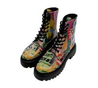 Femme Cuir Vegan Multicolore Bottes Longues - No More Drama Motif
