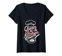 Femme Cuisine Queen of The Kitchen Cook T-Shirt avec Col en V