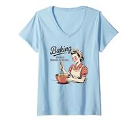 Femme Cuisiner parce que le meurtre n'est pas une erreur Funny Baking T-Shirt avec Col en V