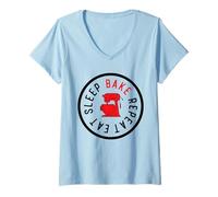 Femme Cuisson Cookie Cake Baker Present Eat Sleep Bake Repeat T-Shirt avec Col en V