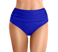 Femme Culotte Menstruelle Bas Maillot De Bain Taille Haute pour Femme Élégant Bikini Taille Haute Ruched Bikini Slips Triangle Short de Bain Amincissant Gainant Ventre Plat (01 Bleu, M)