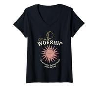 Femme Culte Psaumes Minimal Sun Faith T-Shirt avec Col en V