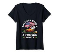 Femme Cultivé à l'Amérique avec des Racines africaines Mois de l'histoire T-Shirt avec Col en V