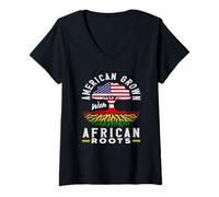 Femme Cultivé aux États-Unis avec Arican Roots Mois de l'histoire des Noirs T-Shirt avec Col en V