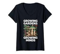Femme Cultiver des Jardins Growing Minds T-Shirt avec Col en V