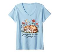 Femme Cultivez des plantes pour animaux de compagnie et chats adorent la vie pour les amoureux des chats T-Shirt avec Col en V