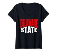 Femme Culture de Voyage de l'État du Delaware T-Shirt avec Col en V