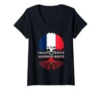 Femme Culture française avec racines algériennes T-Shirt avec Col en V