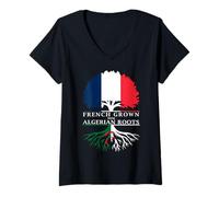 Femme Culture française avec racines algériennes T-Shirt avec Col en V