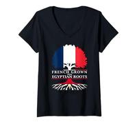 Femme Culture française avec racines égyptiennes T-Shirt avec Col en V