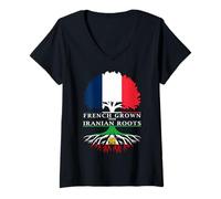 Femme Culture française avec Racines iraniennes T-Shirt avec Col en V