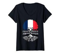 Femme Culture française avec racines vikings T-Shirt avec Col en V